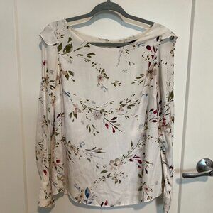 White House Black Market Floral Cut-Out Sleeve Blouse | Size 10